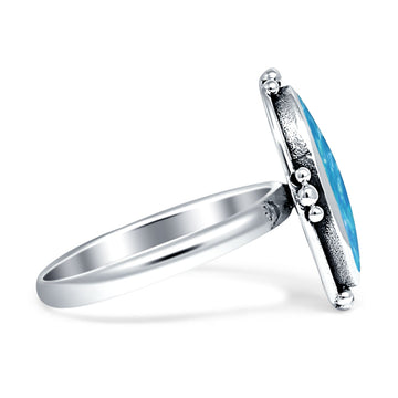 Oval Oxidized Created Blue Opal Thumb Ring 925 Sterling Silver Wholesale